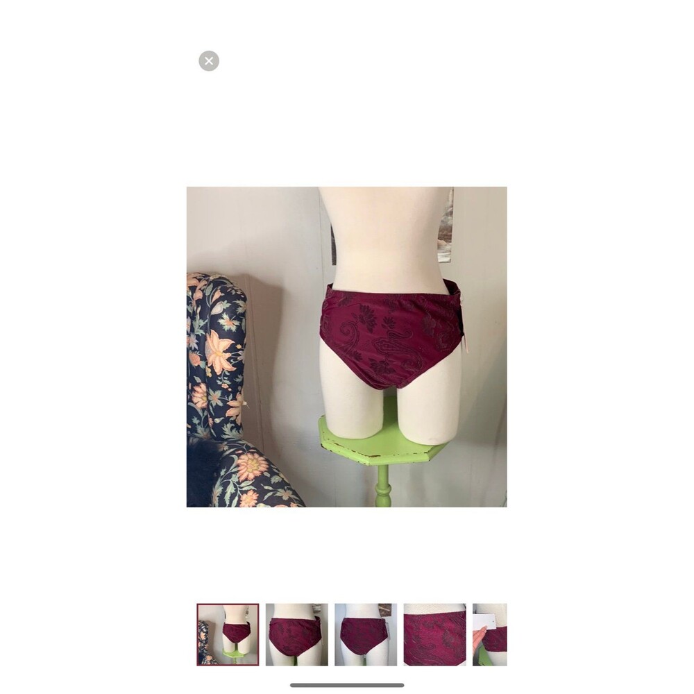 NWT Swimsuits for All Maroon Paisley Floral Detail Swim Bottoms Size 12